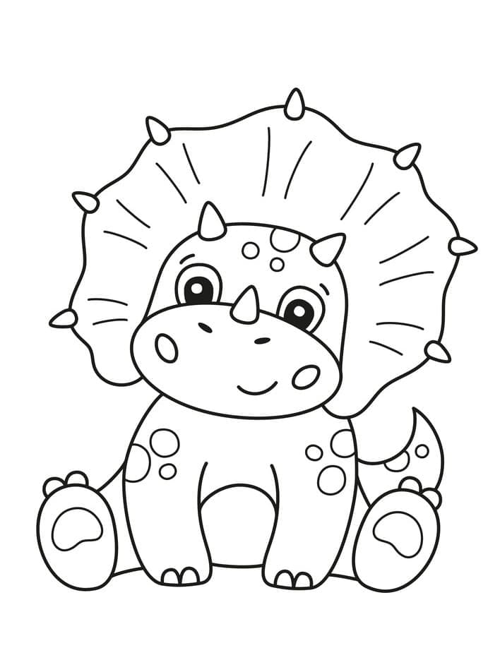 Desenho de Bebê Dinossauro Muito Fofo em Pdf para Colorir