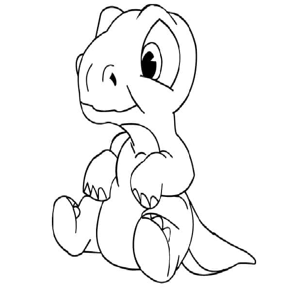 Desenho de Bebê Dinossauro Sentado para Colorir