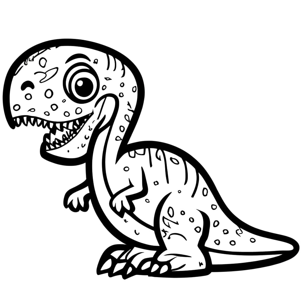 Desenho de Bebê Dinossauro Sorridente para Colorir