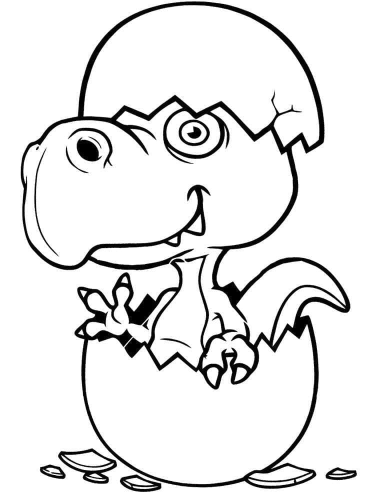 Desenho de Bebê Dinossauro Tiranossauro para Colorir