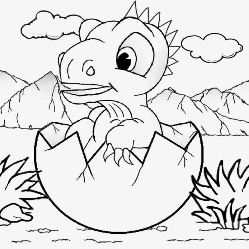 Desenho de Imagem de Bebê Dinossauro para Colorir