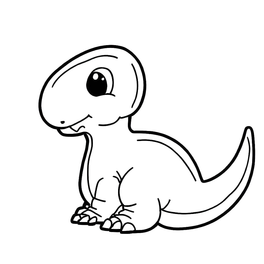 Desenho de um Lindo Bebê Dinossauro para Colorir