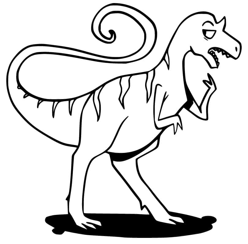 Desenho de Alossauro para Colorir Usando Giz de Cera