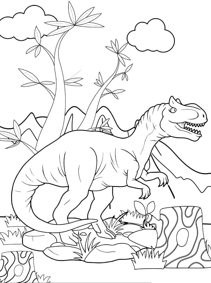Desenho de Alossauro para Crianças para Colorir