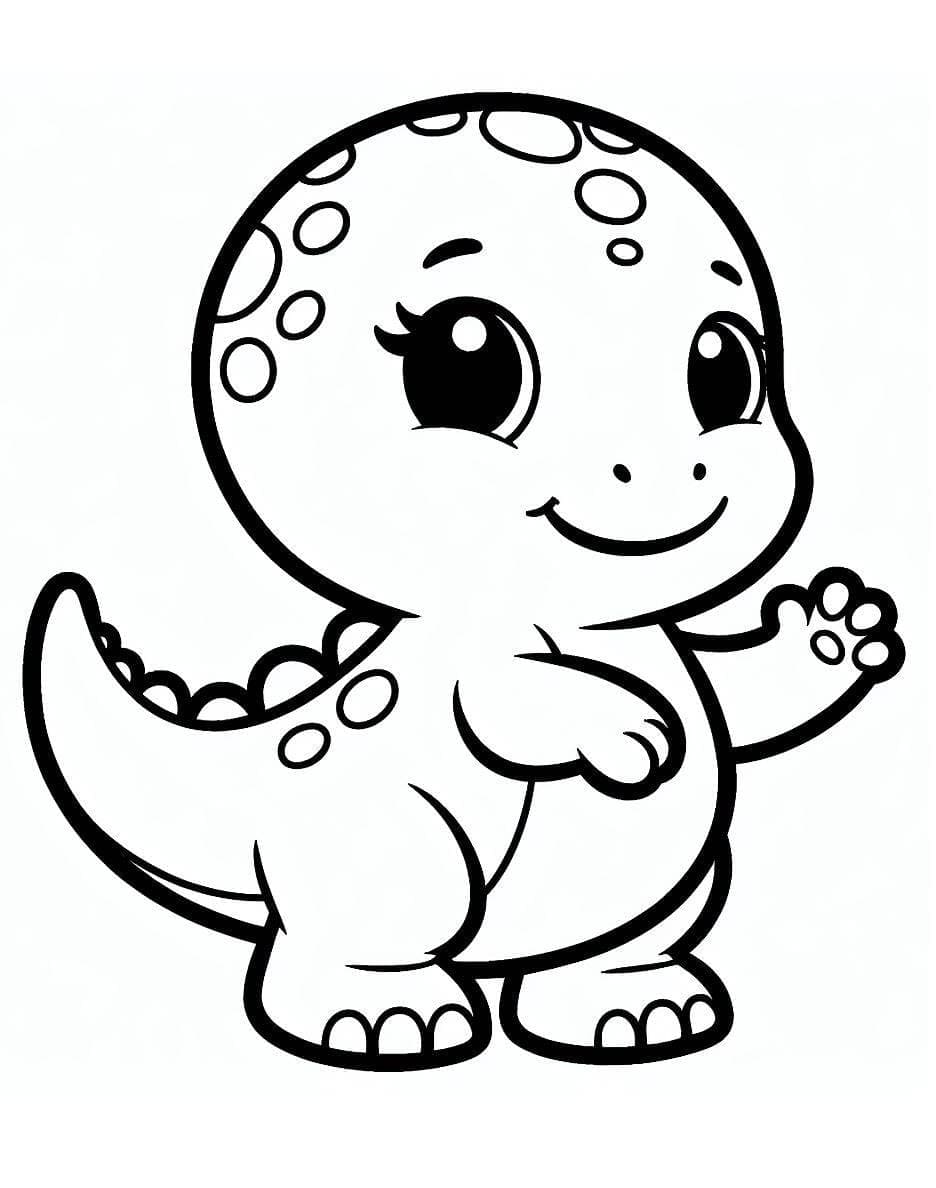Desenho de Dinossauro Fofo para Colorir