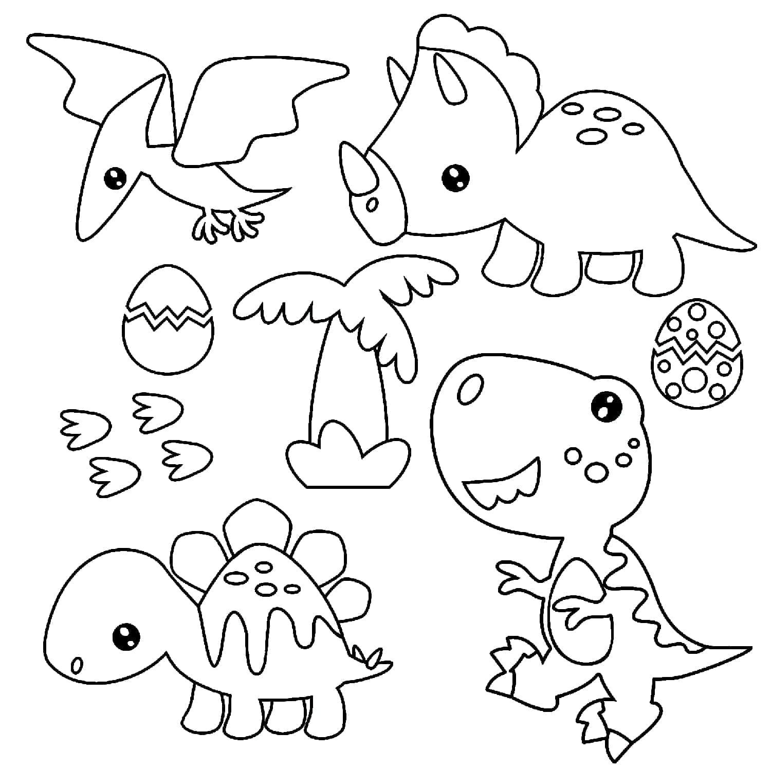 Desenho de Dinossauros Adoráveis para Colorir