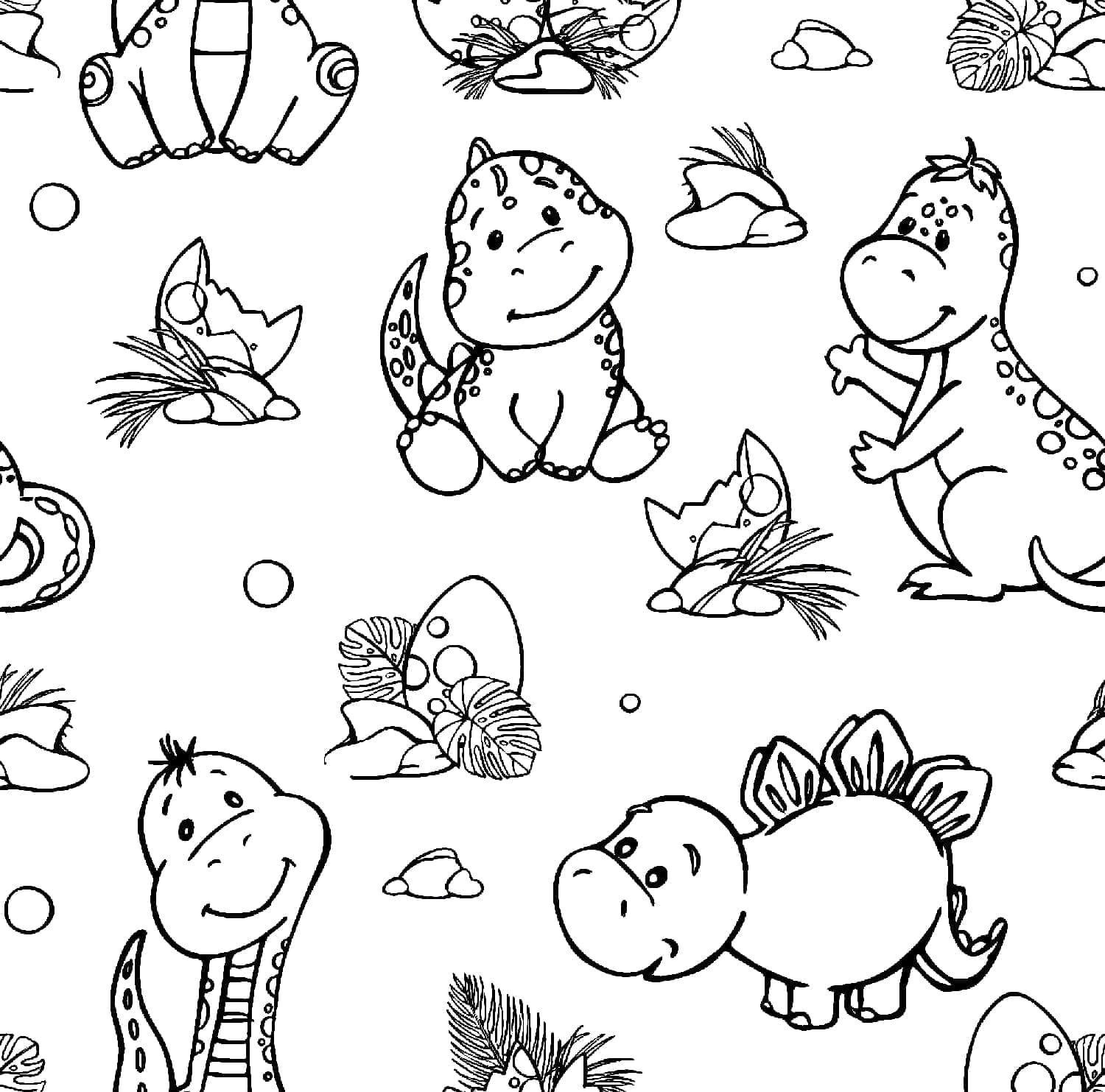 Desenho de Dinossauros Fofos para Colorir