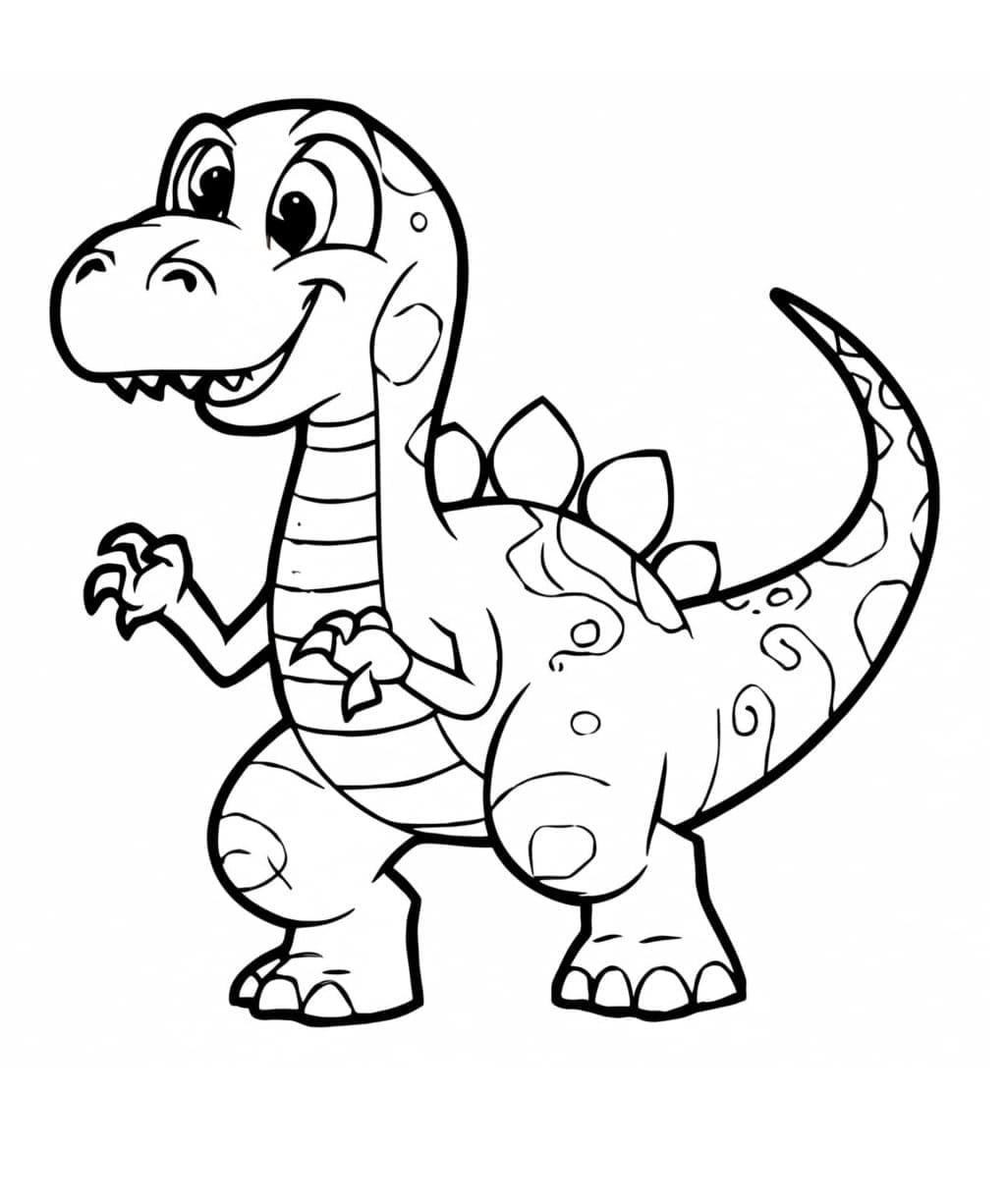Desenho de um Dinossauro Engraçado para Colorir
