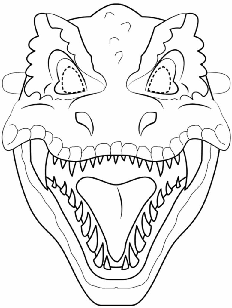 Desenho de Máscara do T Rex A4 para Colorir
