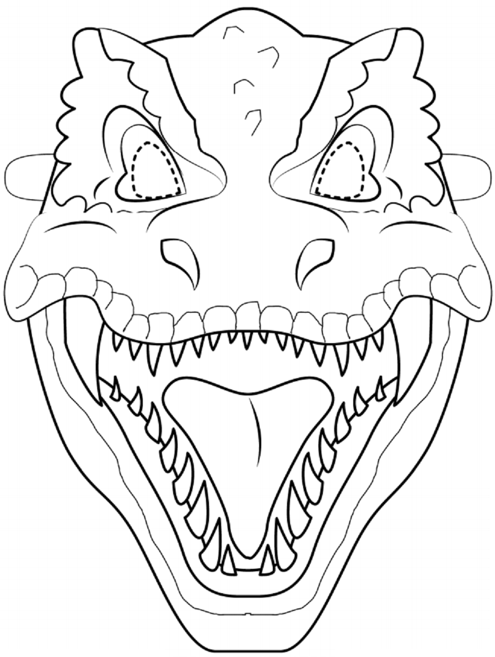 Desenho de Máscara do T Rex A4 para Colorir