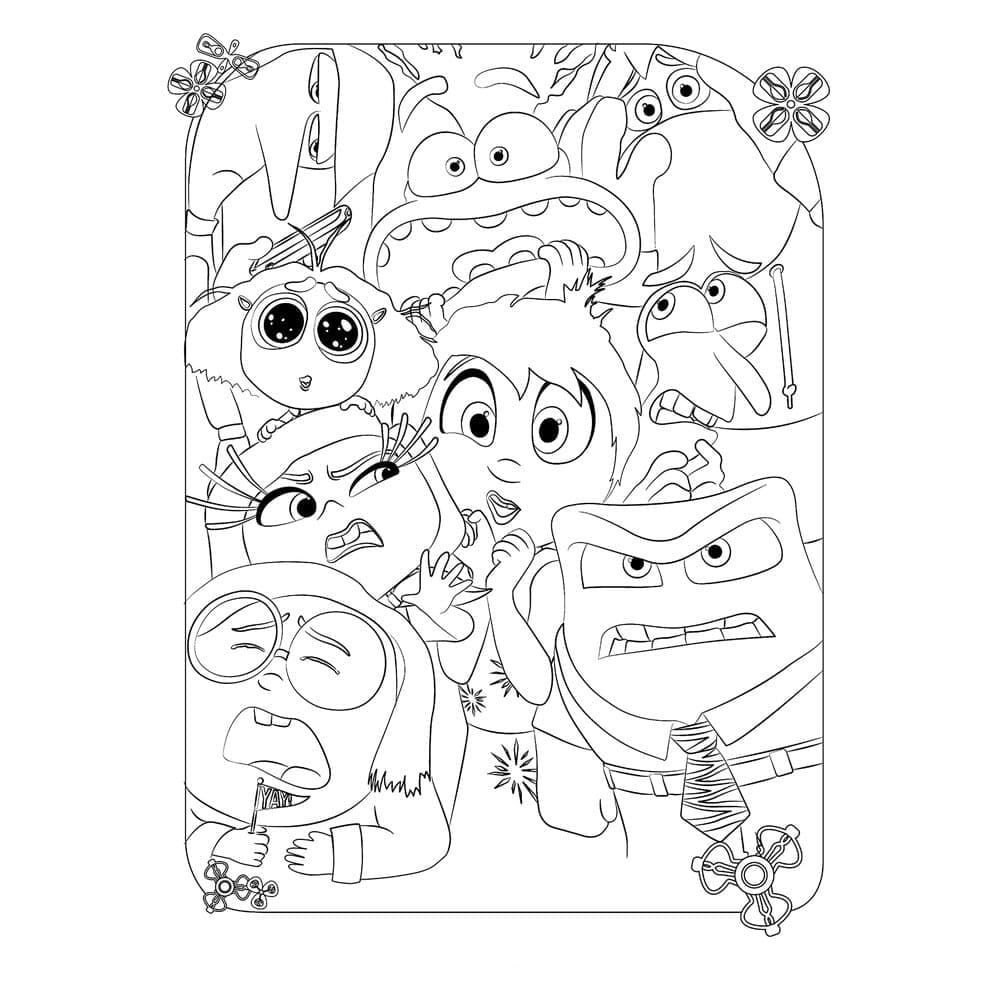 Desenho de Personagens Divertida Mente 2 para Colorir