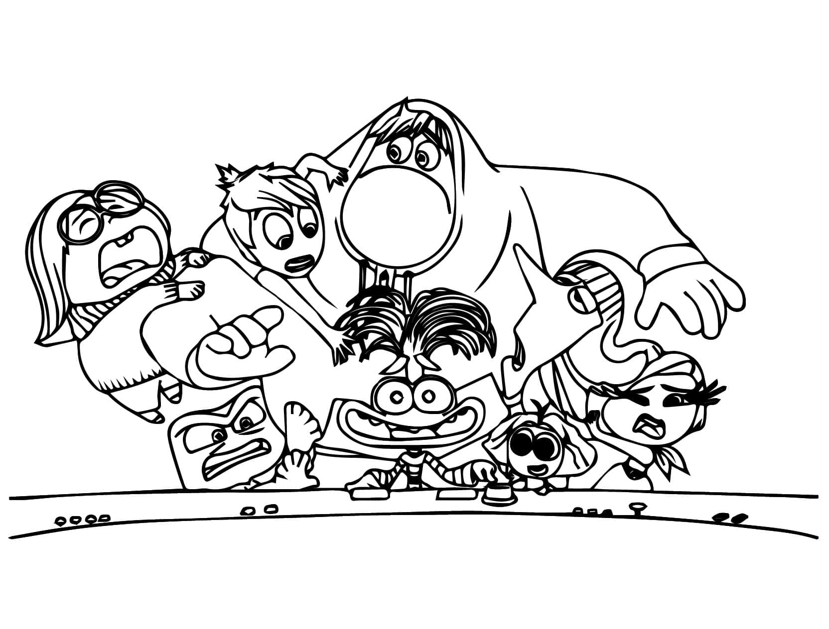 Desenho de Personagens de Disney Divertida Mente 2 para Colorir