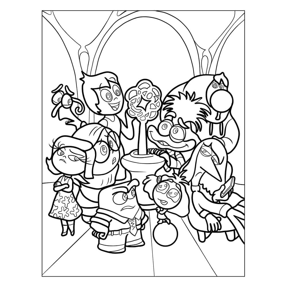 Desenho de Personagens de Divertida Mente 2 para Colorir