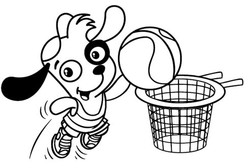 Desenho Doki Jogando Basquete para Colorir