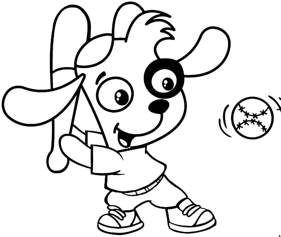 Desenho Doki Jogando Beisebol para Colorir