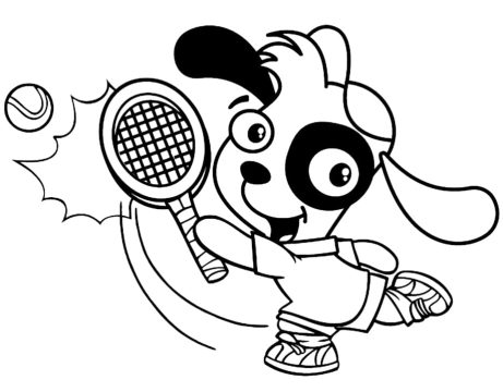 Desenho Doki Jogando tênis para Colorir