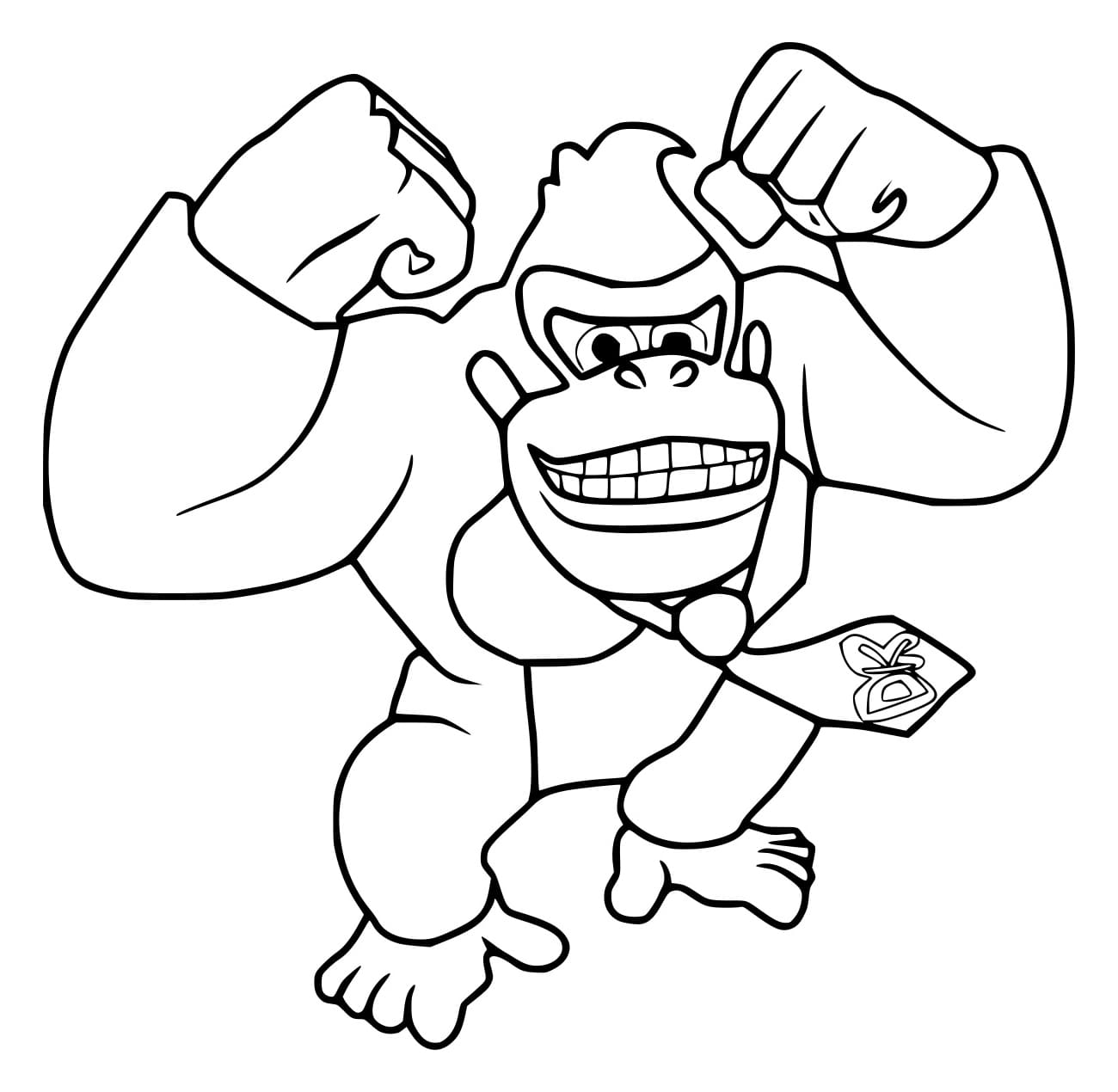 Desenho de Donkey Kong Forte para Colorir