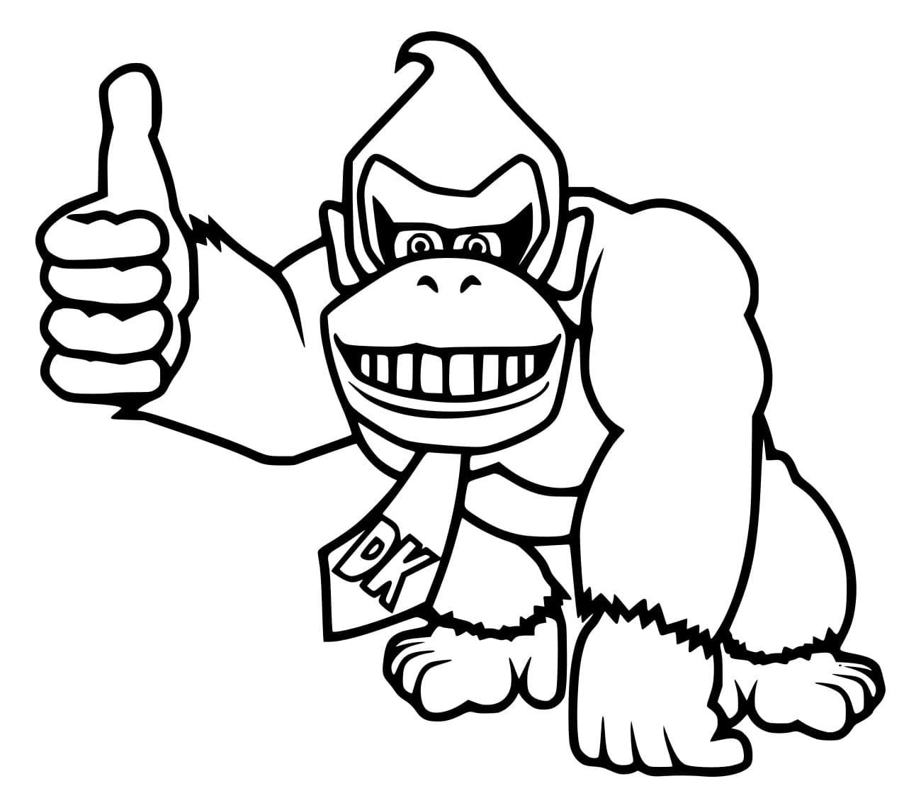 Desenho de Donkey Kong Polegares para Cima para Colorir