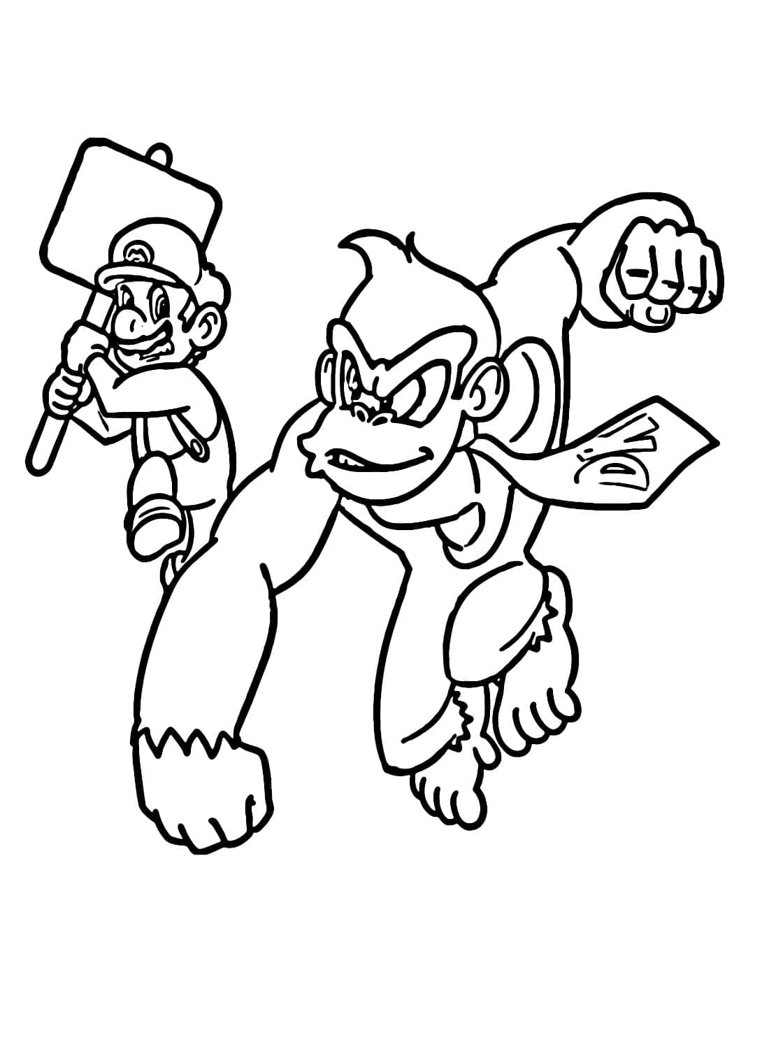 Desenho de Mário Vs Donkey Kong para Colorir