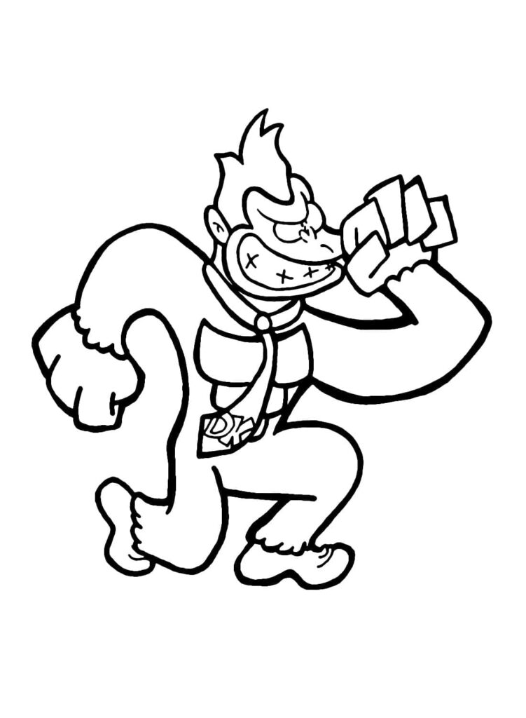 Desenho de Donkey Kong Muito Engraçado para Colorir