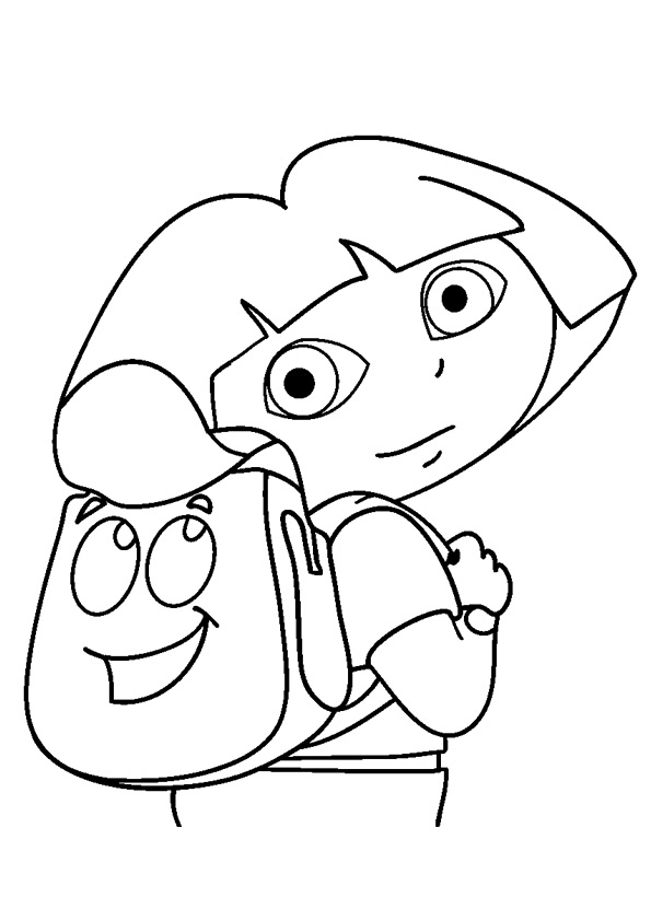 Desenho da Dora Aventureira com Linda Mochila para Colorir Pdf