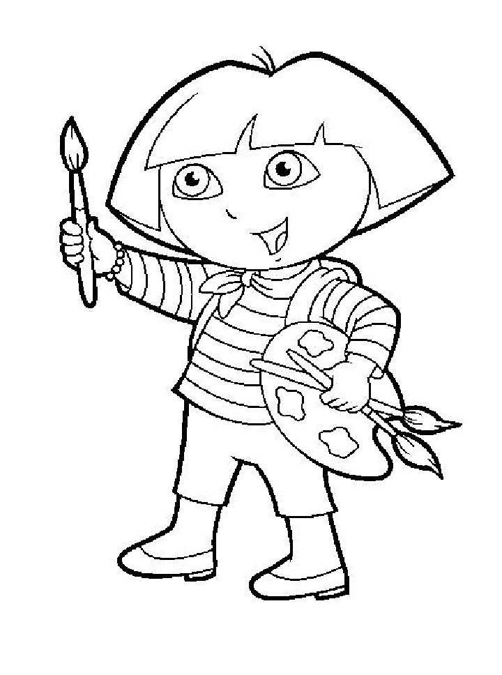 Desenho da Dora Aventureira Pintora de Quadros para Colorir