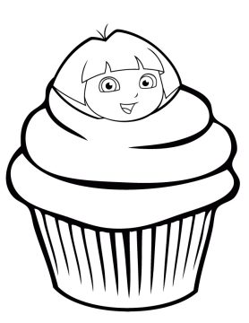 Desenho de Cupcake da Dora Aventureira para Colorir Pdf