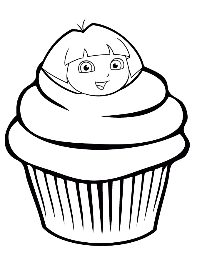 Desenho de Cupcake da Dora Aventureira para Colorir Pdf
