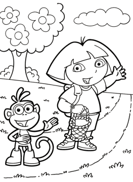 Desenho de Dora Aventureira e Botas para Colorir grátis