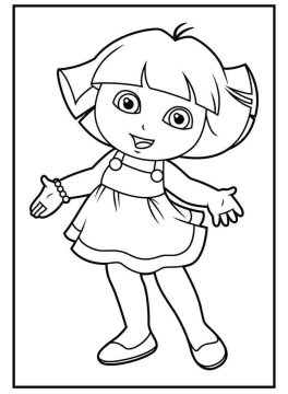 Desenho Imprimível da Dora Aventureira com Lindo Vestido para Pintar grátis
