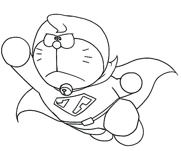 Desenho de Doraemon Super Herói para Colorir