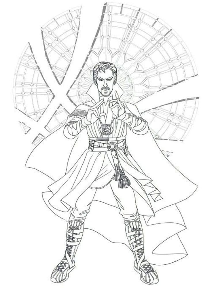 Desenho de Doutor Estranho com Capá para Imprimir