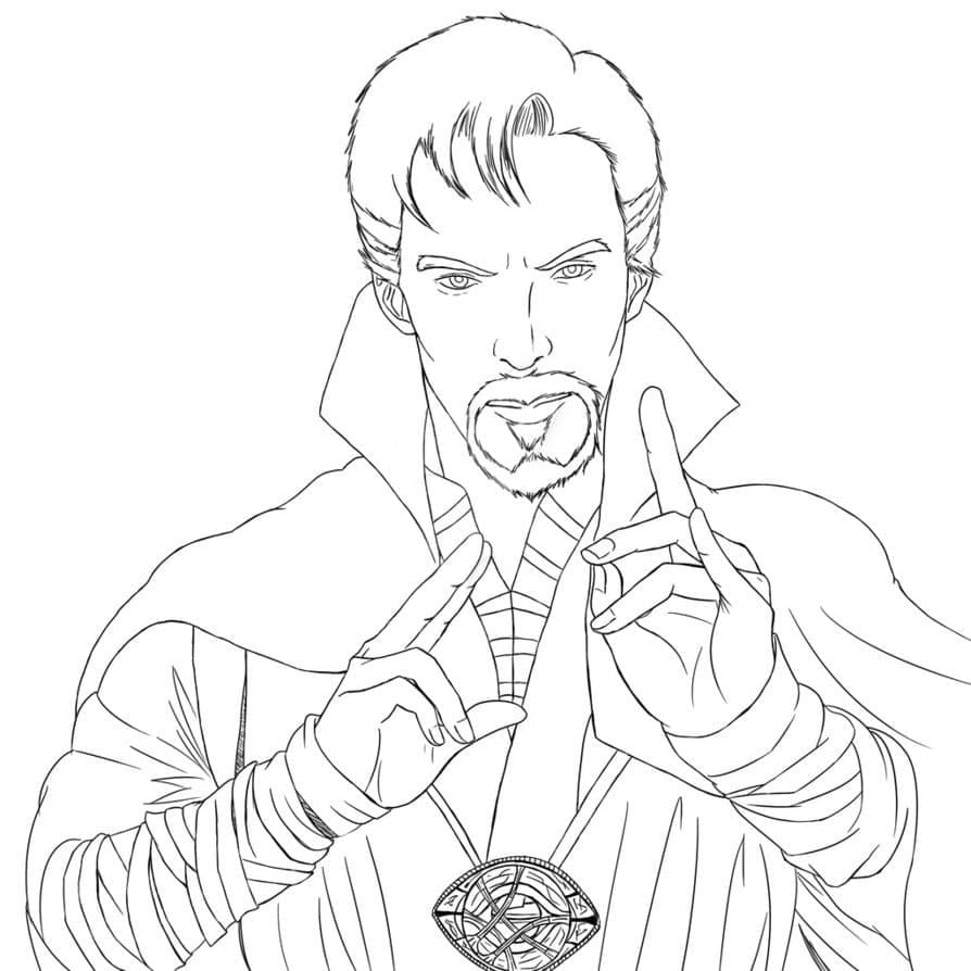 Desenho de Doutor Estranho com Poderes para Colorir Pdf
