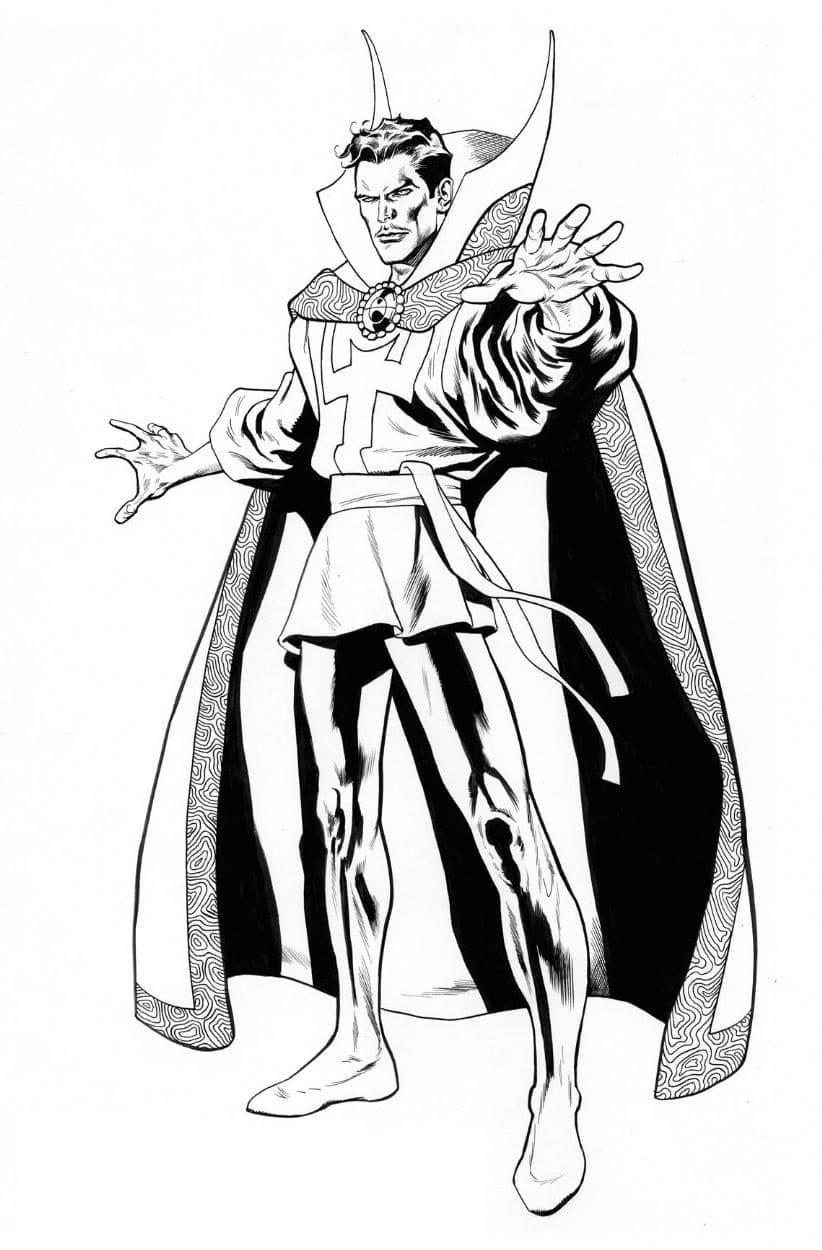 Desenho de Doutor Estranho Lutando para Colorir