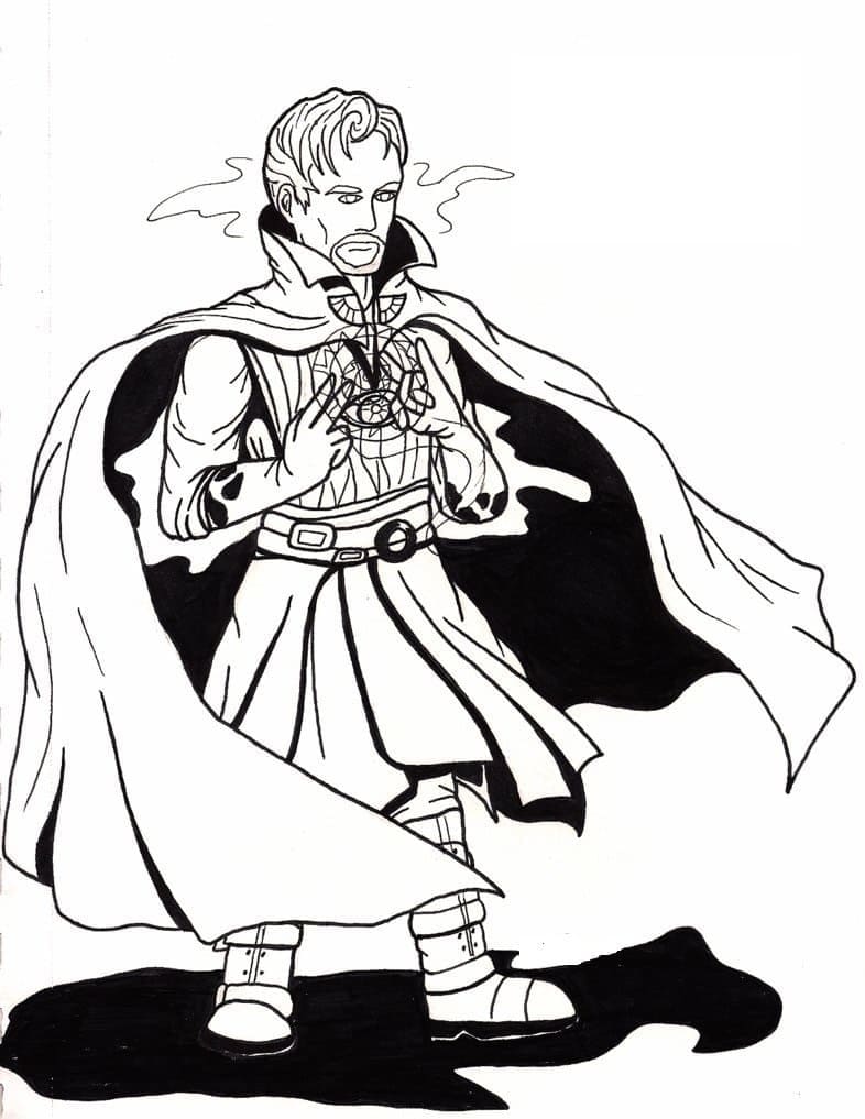Desenho de Doutor Estranho Simples para Imprimir Lápis de Cor