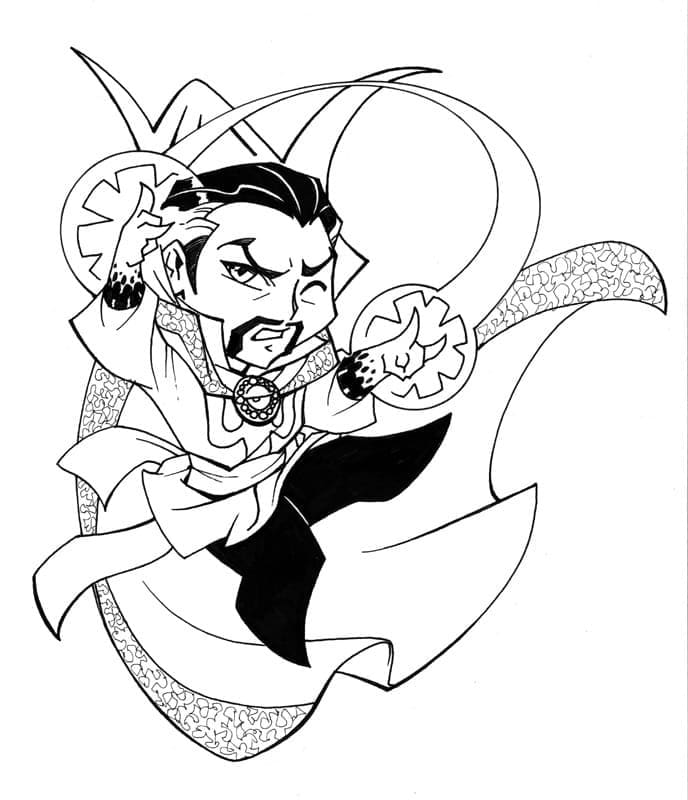 Desenho Doutor Estranho com Feitiço para Colorir