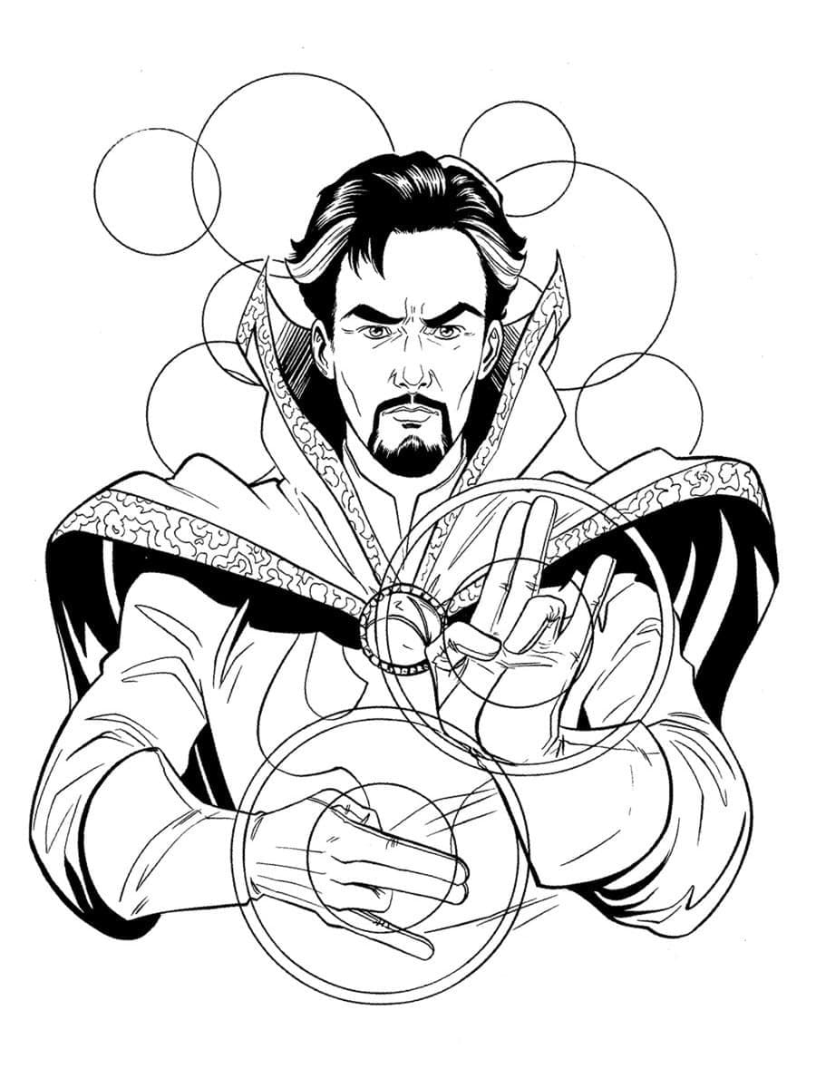 Desenho Doutor Estranho com Magia para Colorir