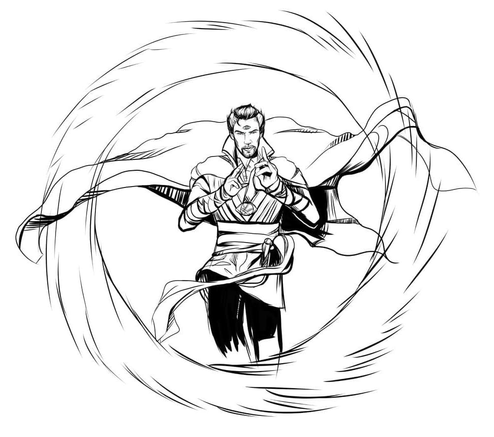 Desenho Doutor Estranho no Portal para Colorir