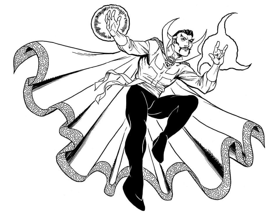 Desenho Doutor Estranho Voando para Colorir