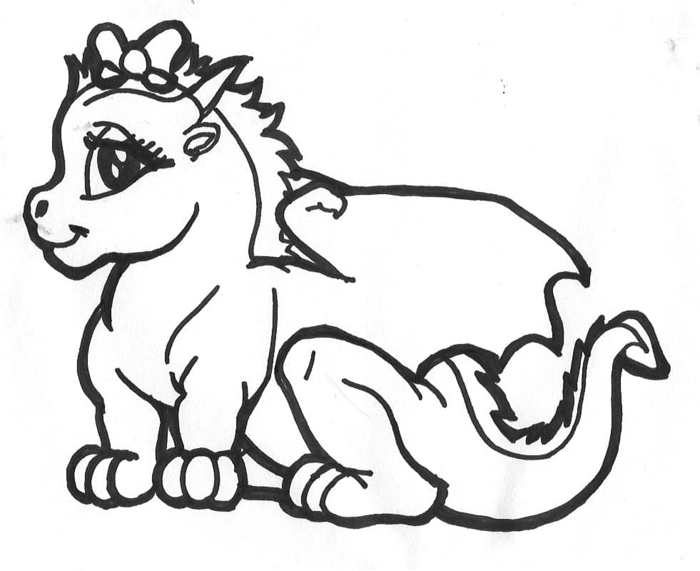 Desenho de Adorável Dragão para Colorir