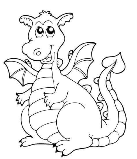 Desenho de Dragão Amigo para Colorir