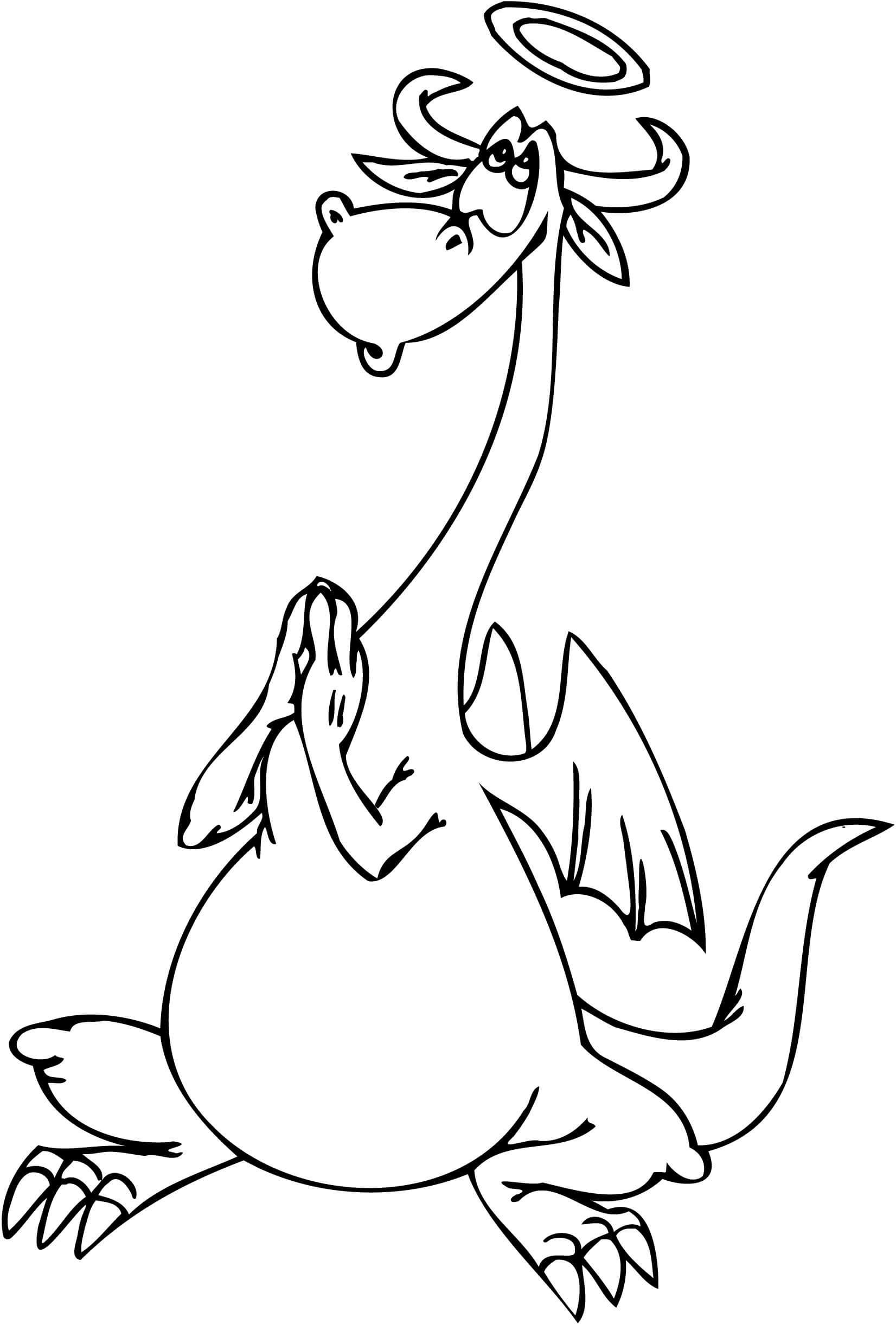 Desenho de Dragão Anjo Fazendo Oração para Colorir Grátis