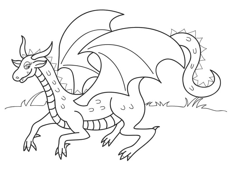 Desenho de Dragão de Desenho Animado para Colorir
