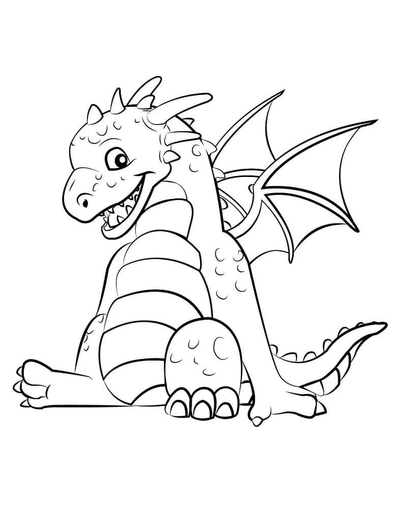 Desenho de Dragão Feliz para Colorir