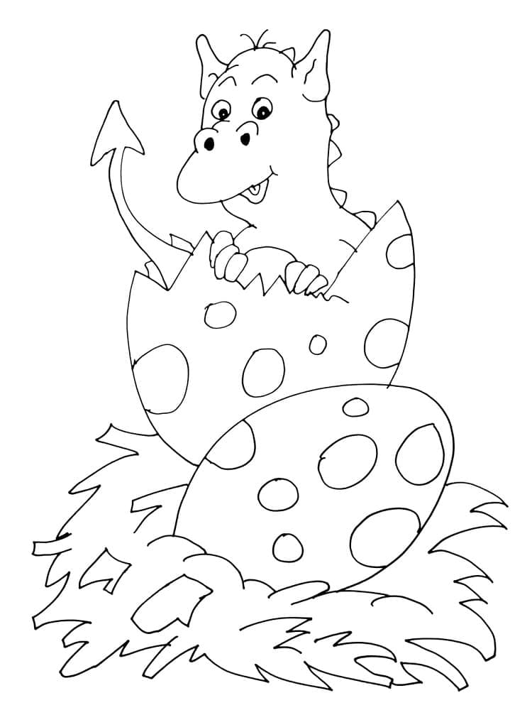Desenho de Dragão Recém Nascido para Colorir