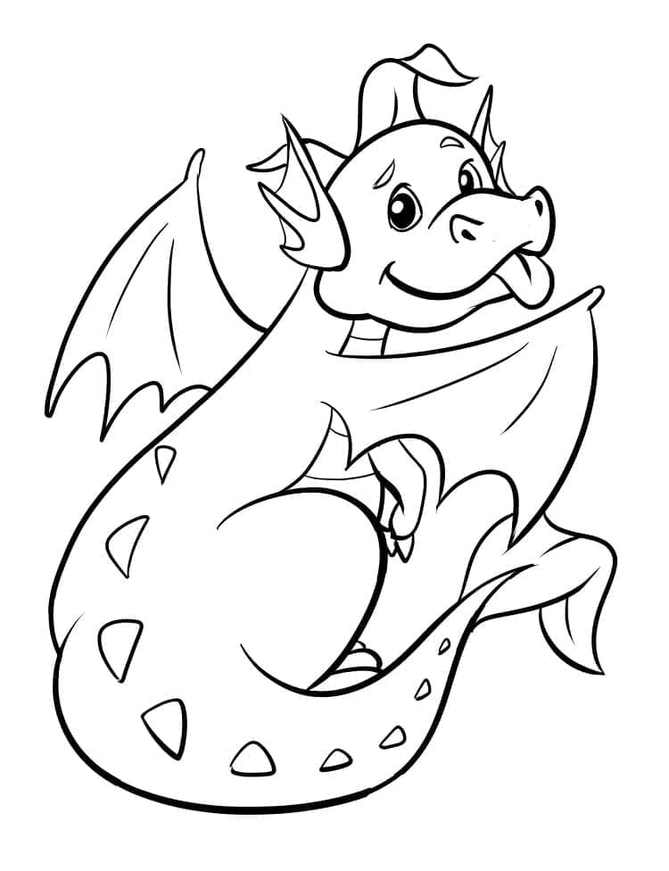 Desenho de Dragão Sorridente para Colorir