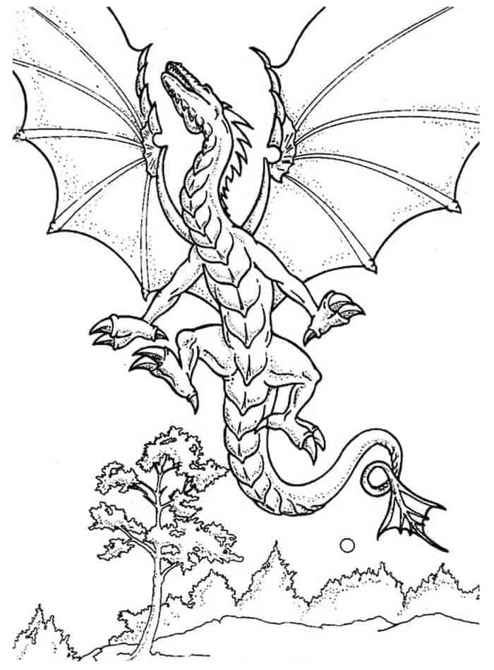 Desenho de Dragão Voador para Colorir