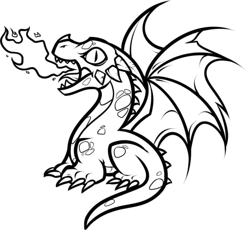 Desenho de Pequeno Dragão Fofo para Colorir