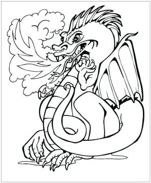 Desenho de Um dragão Bravo para Colorir