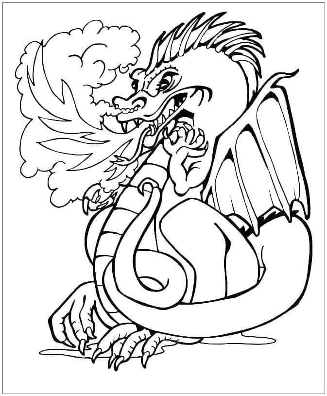 Desenho de um Dragão Bravo para Colorir